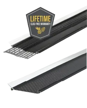 Alu-Rex Gutter Clean Pro retrofit system featuring dual-layer protection with oblong openings and micro-perforations to block debris and maintain optimal water flow